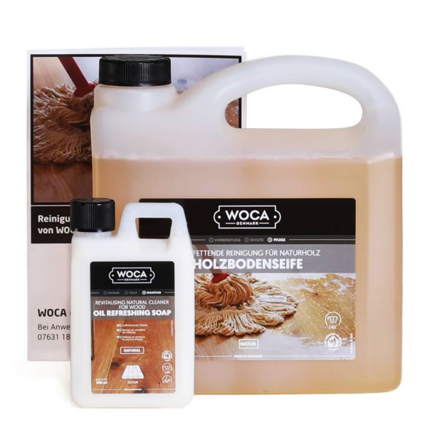 3 Liter Holzbodenseife natur mit Ölrefresher 0,25 Liter