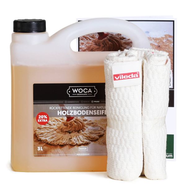 3 Liter Holzbodenseife natur mit Bodentuch